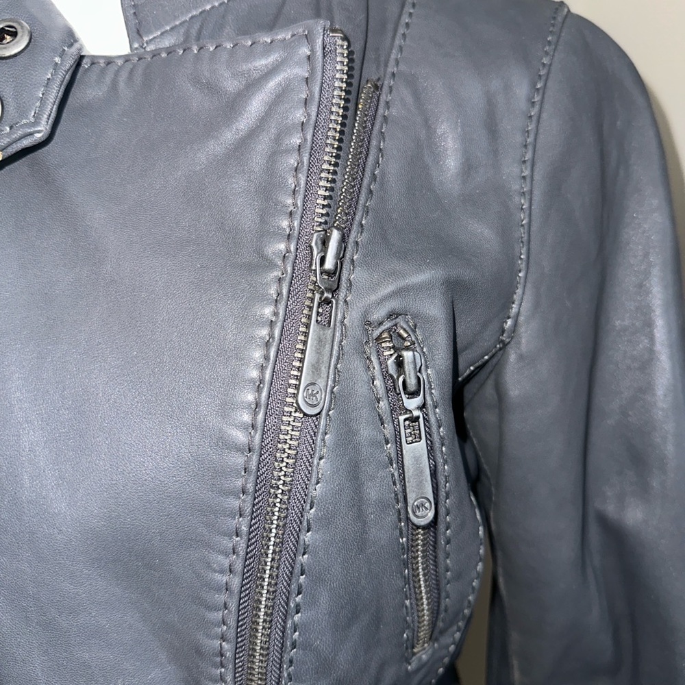 Michael Kors Women's Gray Leather Jacket - Picture 4 of 5